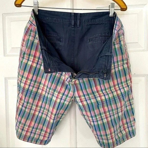 𝅺Men's Reversible Shorts Penguin by Munsingwear  Multicolor Plaid Size 30 - Picture 5 of 8